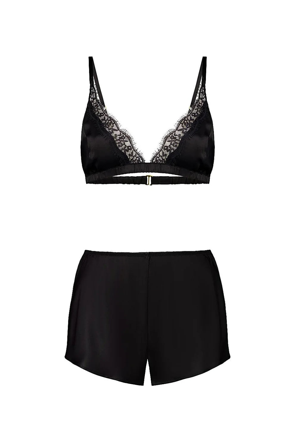 Gingerlilly Opal Black Pure Silk Bra and Short Set