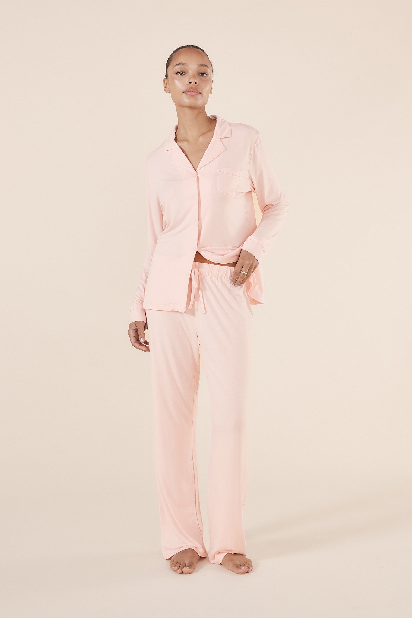 Gingerlilly Tessa Bamboo Long Pj Set Pink