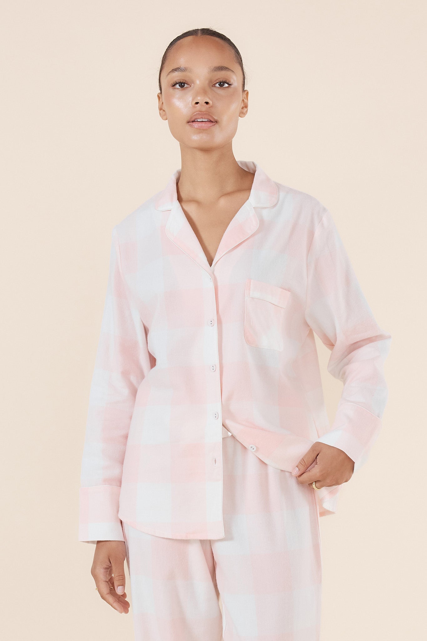 Gingerlilly Emery Buffalo Check Cotton Pj Set Pink