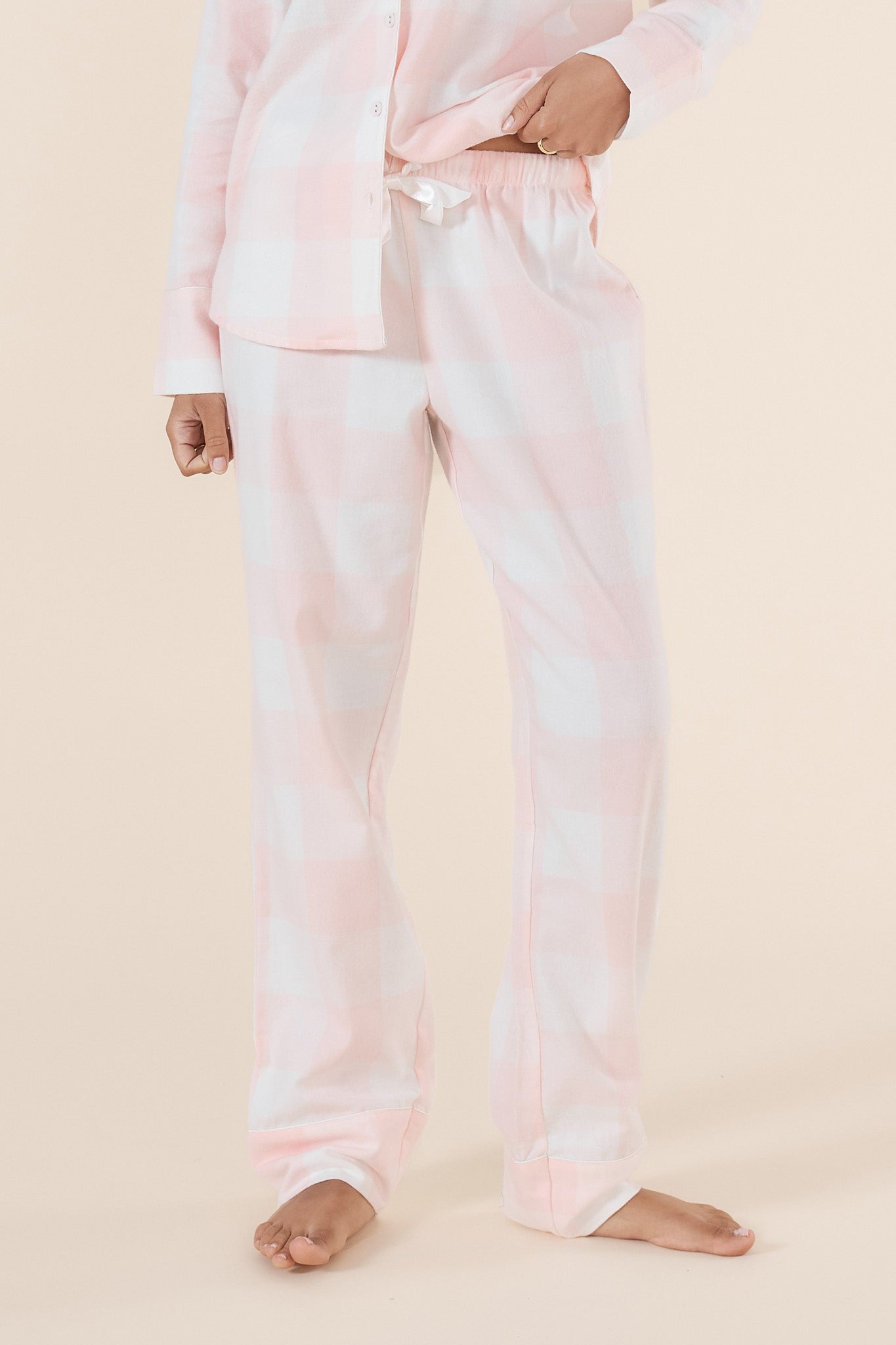 Gingerlilly Emery Buffalo Check Cotton Pj Set Pink