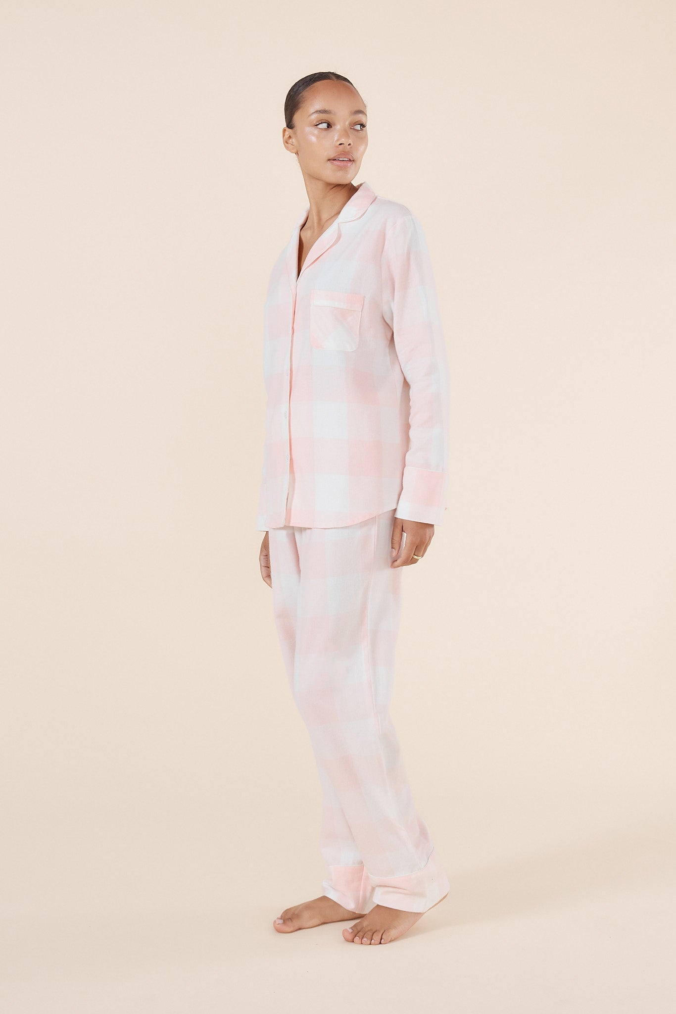 Gingerlilly Emery Buffalo Check Cotton Pj Set Pink