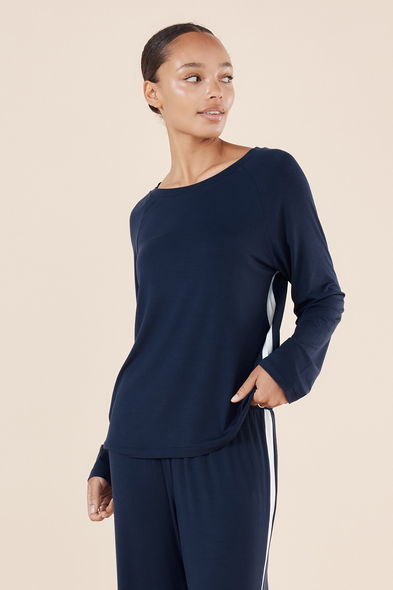 Gingerlilly Anya Bamboo Sporty Pj Set Navy