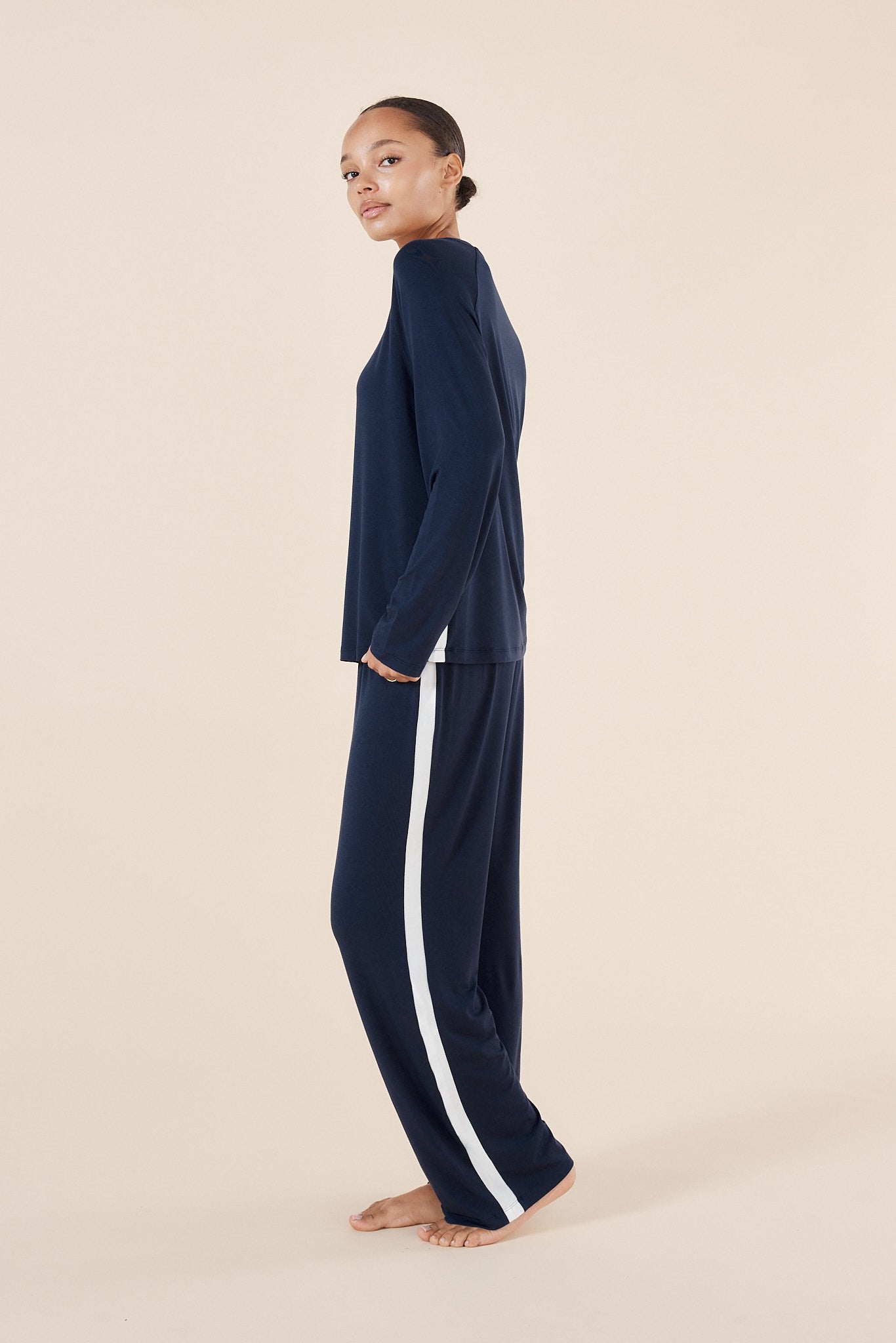 Gingerlilly Anya Bamboo Sporty Pj Set Navy