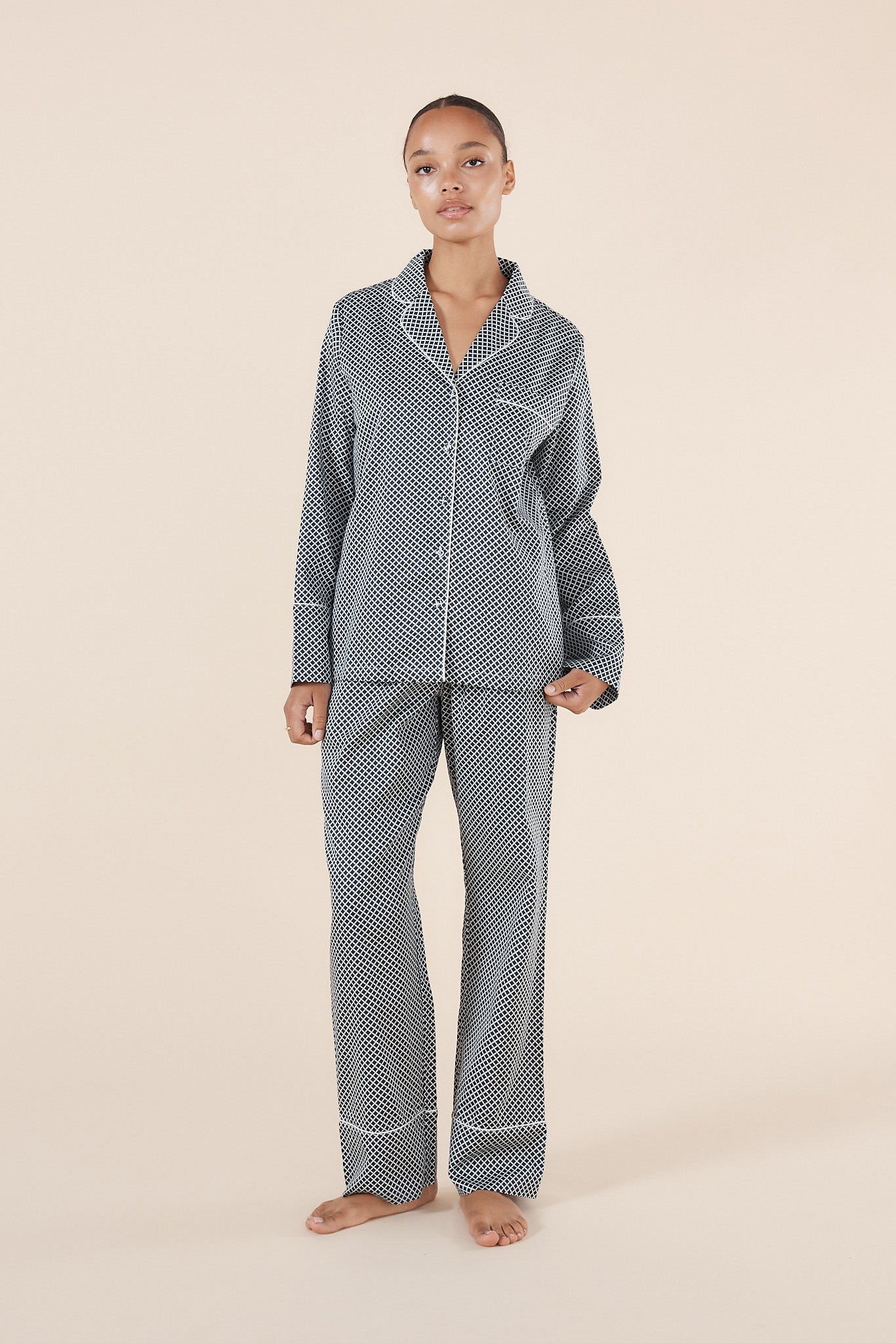 Gingerlilly Sky Diamond Cotton PJ Set Navy