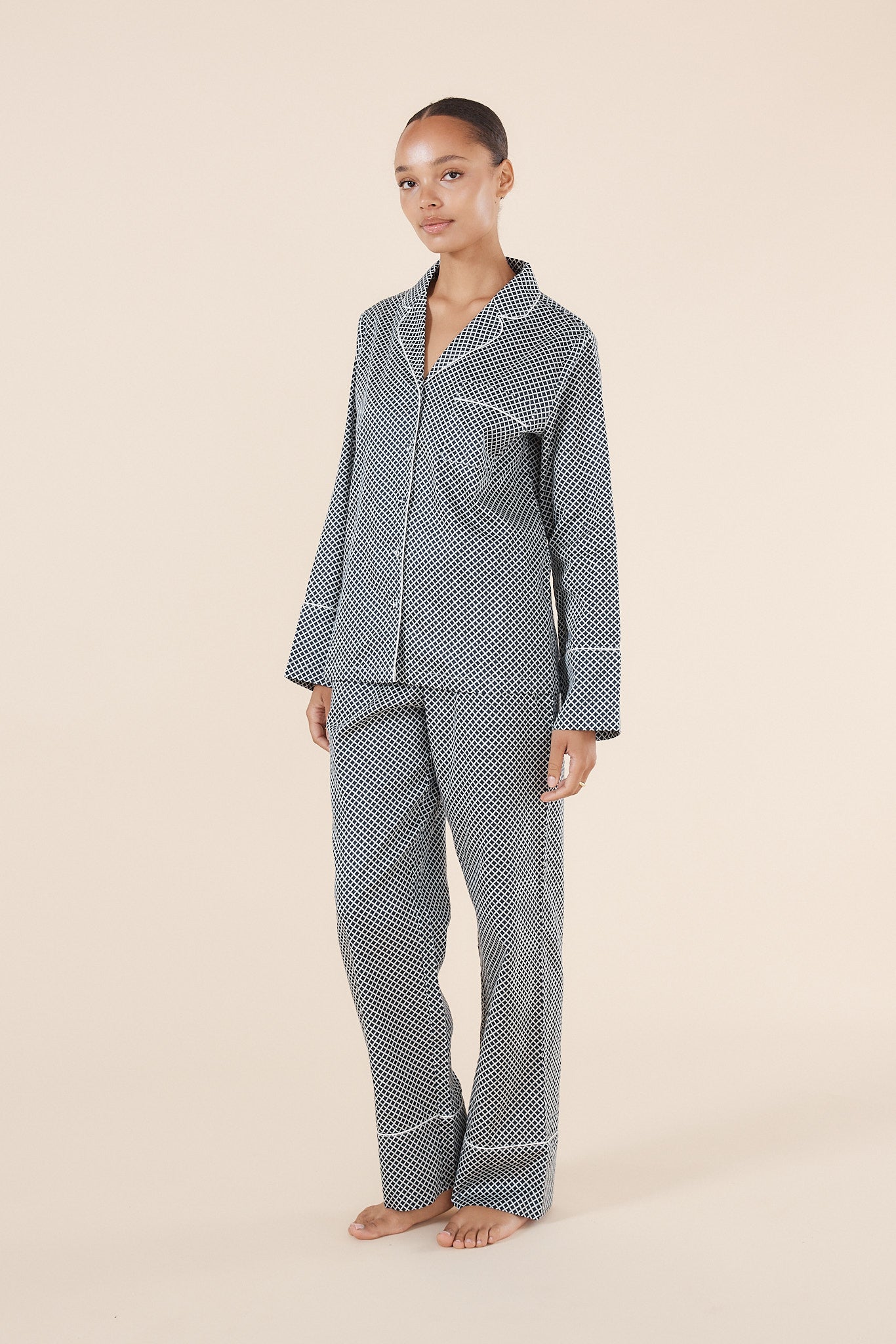 Gingerlilly Sky Diamond Cotton PJ Set Navy