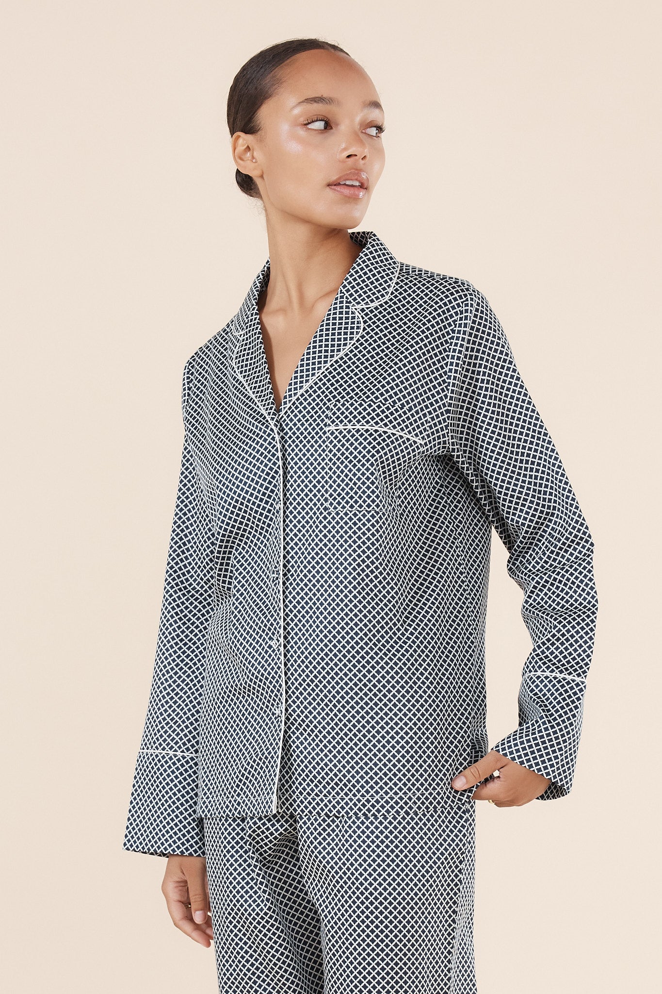Gingerlilly Sky Diamond Cotton PJ Set Navy