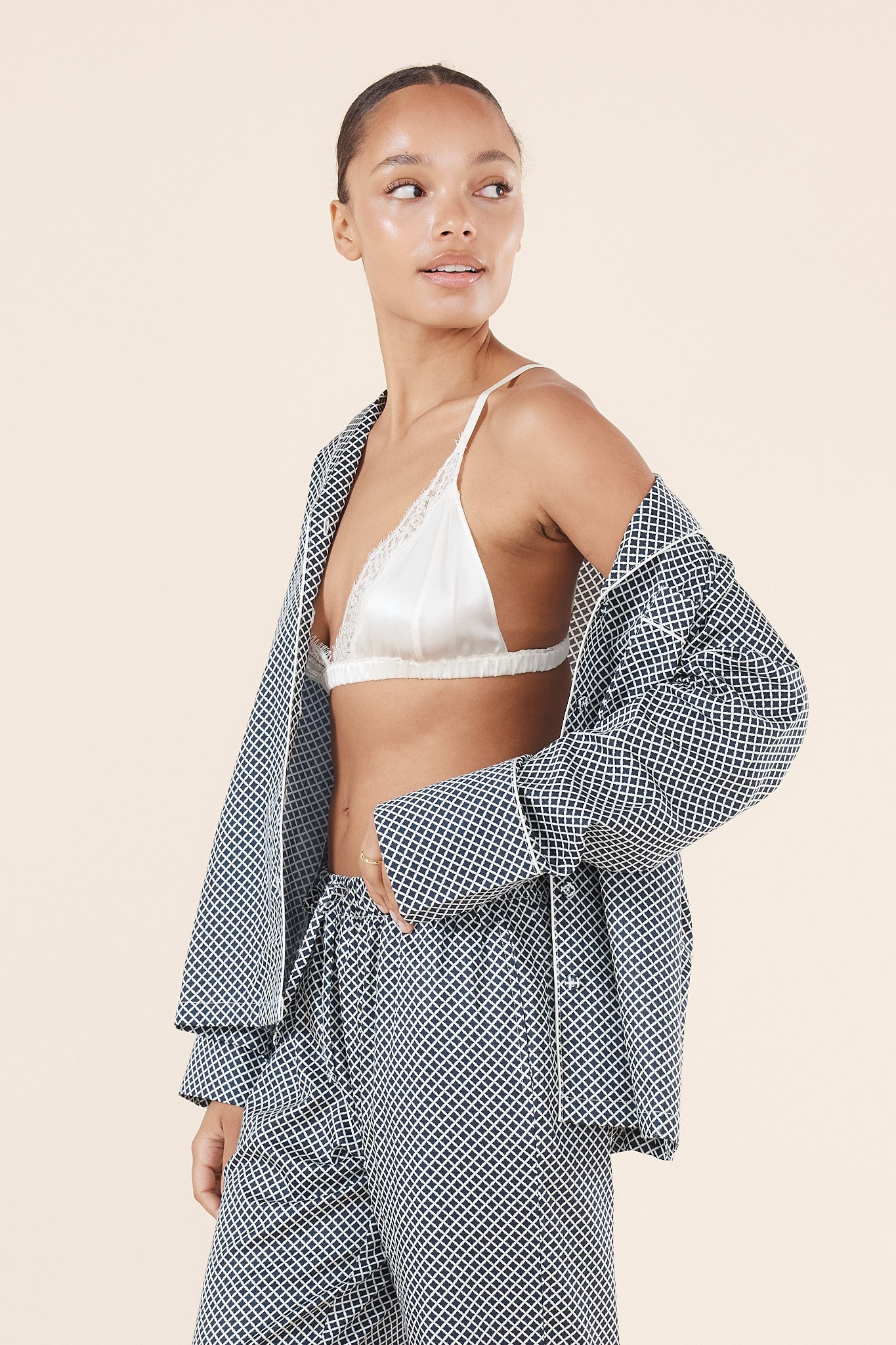 Gingerlilly Sky Diamond Cotton PJ Set Navy