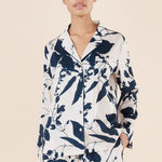 Gingerlilly Ivy Silky Satin Pj Set Navy Floral
