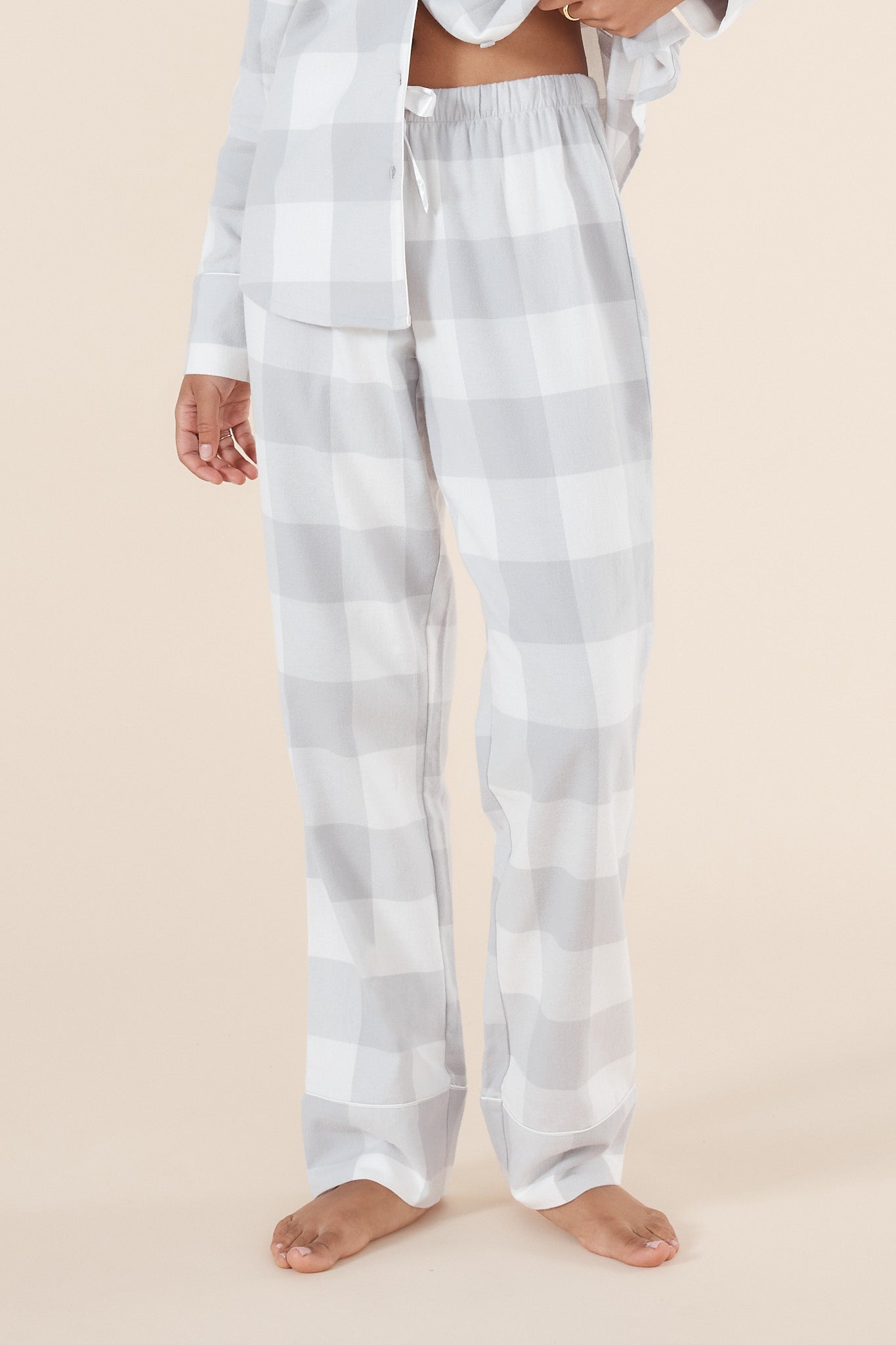 Gingerlilly Emery Buffalo Check Cotton Pj Set Grey