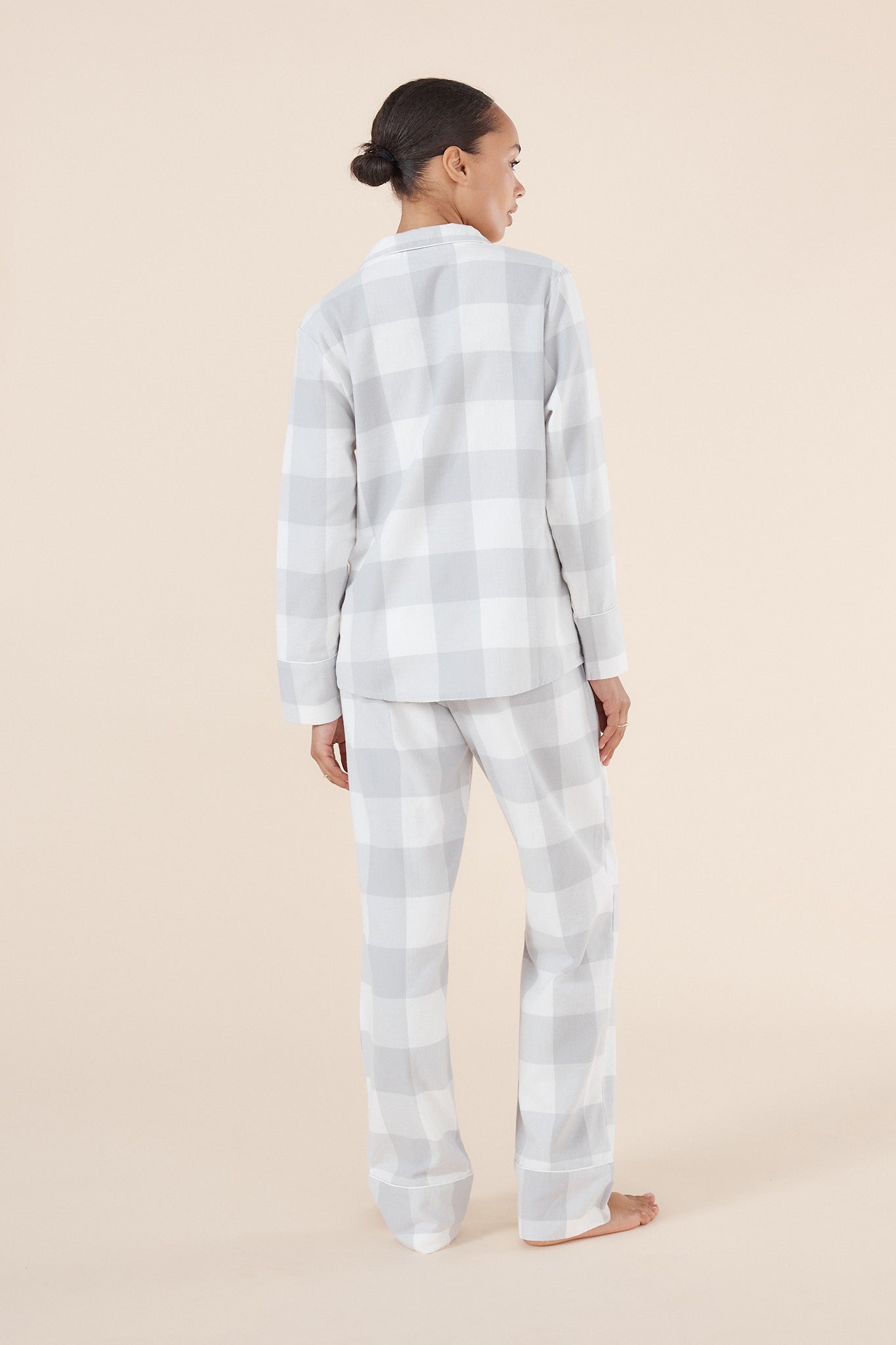 Gingerlilly Emery Buffalo Check Cotton Pj Set Grey
