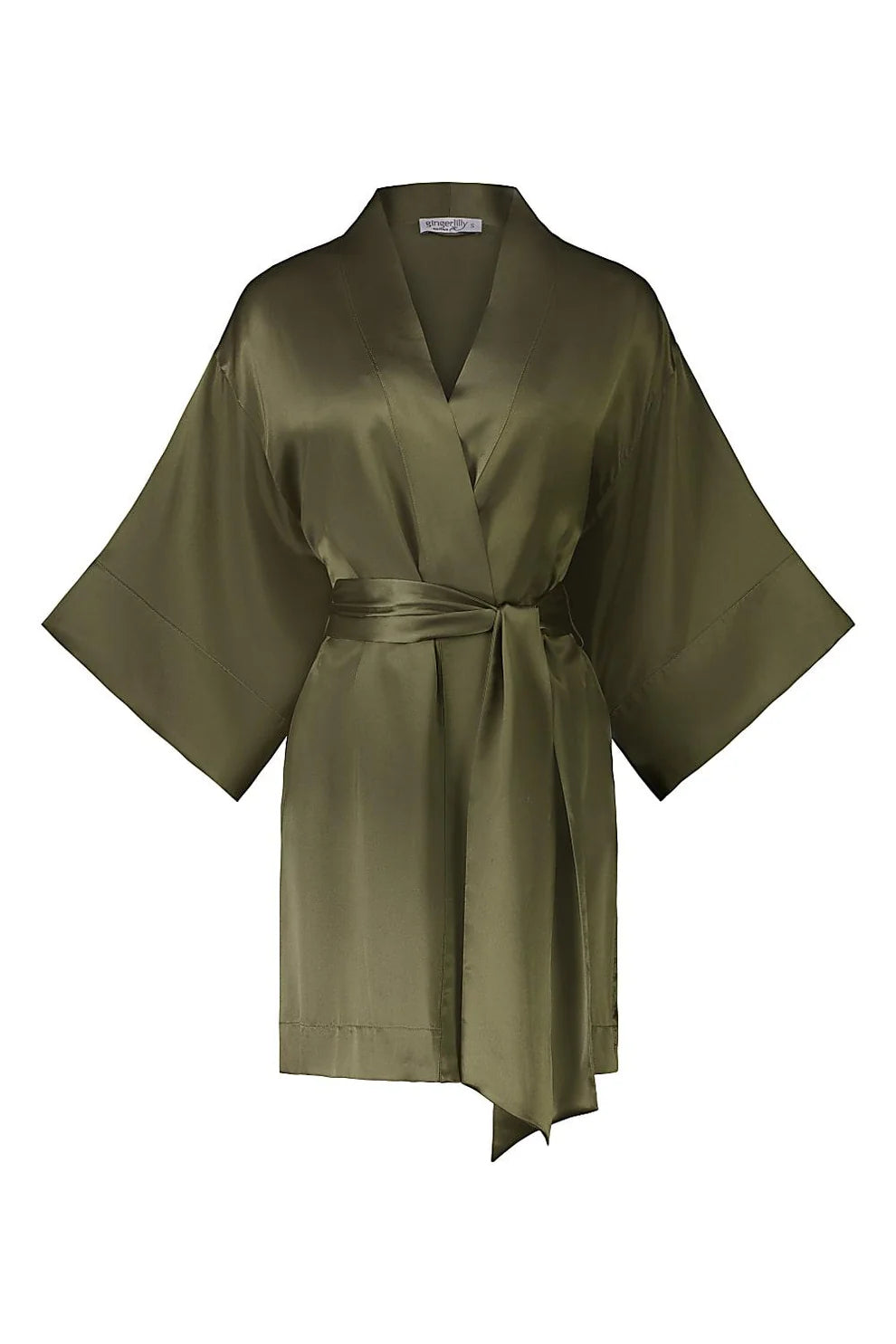 Diamond Pure Silk Olive Short Robe