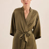 Diamond Pure Silk Olive Short Robe
