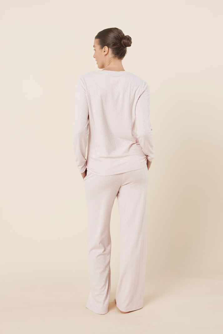 Gingerlilly Ellie Lightweight Velour Cable Knit Set Pink