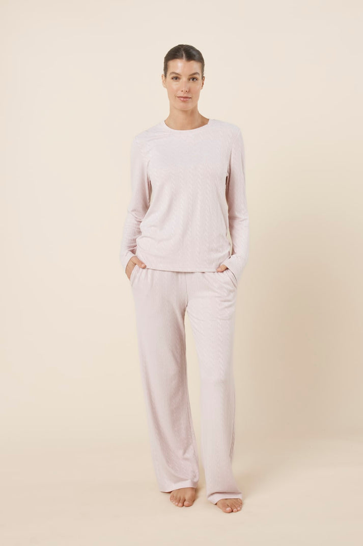 Gingerlilly Ellie Lightweight Velour Cable Knit Set Pink