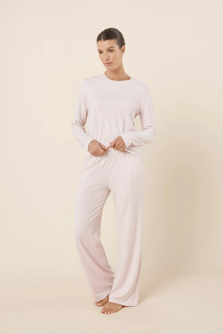 Gingerlilly Ellie Lightweight Velour Cable Knit Set Pink