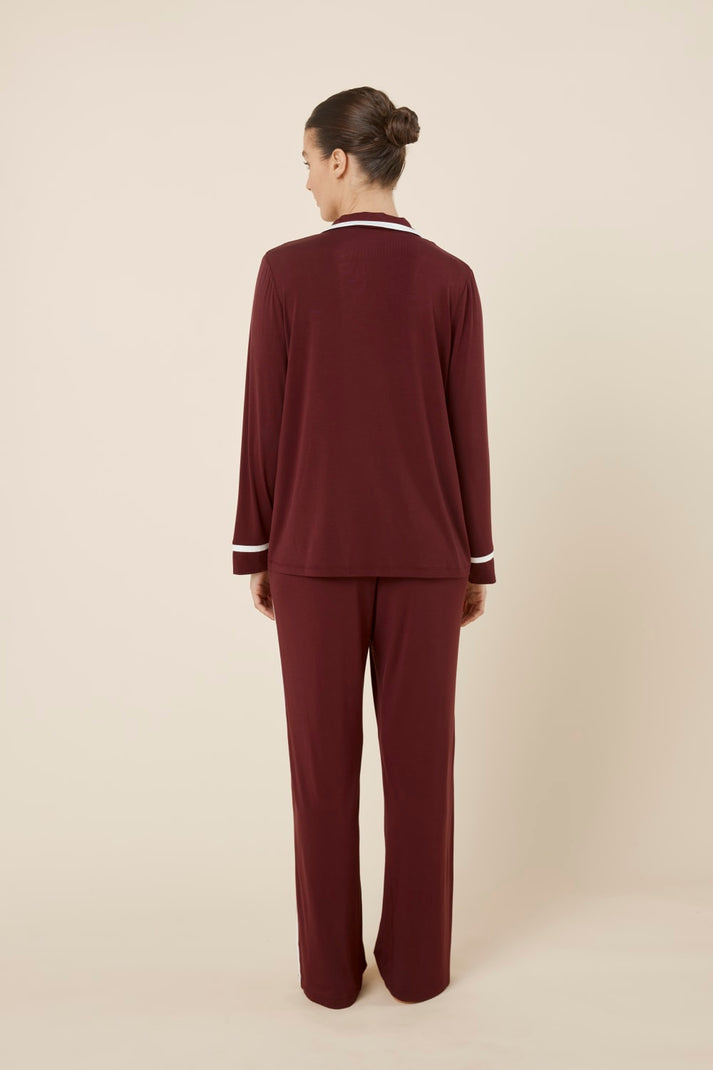 Gingerlilly Grace Bamboo Pj Set Burgundy