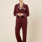 Gingerlilly Grace Bamboo Pj Set Burgundy