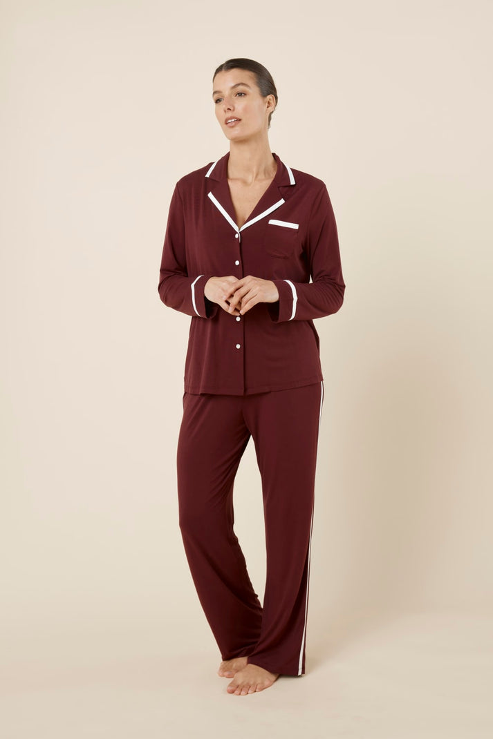 Gingerlilly Grace Bamboo Pj Set Burgundy
