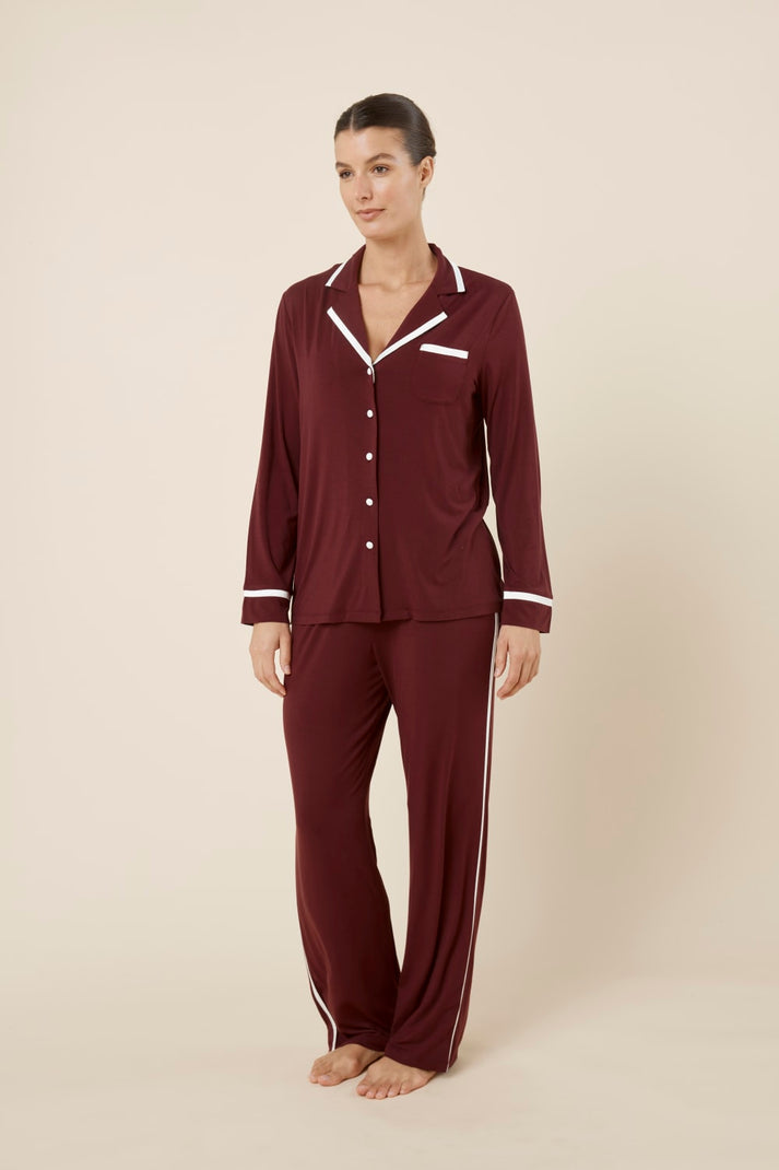 Gingerlilly Grace Bamboo Pj Set Burgundy