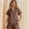 Gingerlilly ARIANA Double Piping Short Set Mocha