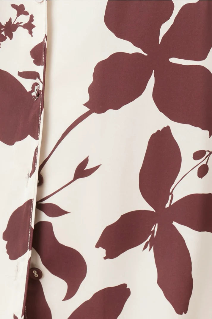 Gingerlilly Ivy Silky Satin Pj Set Burgundy Floral