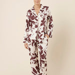 Gingerlilly Ivy Silky Satin Pj Set Burgundy Floral