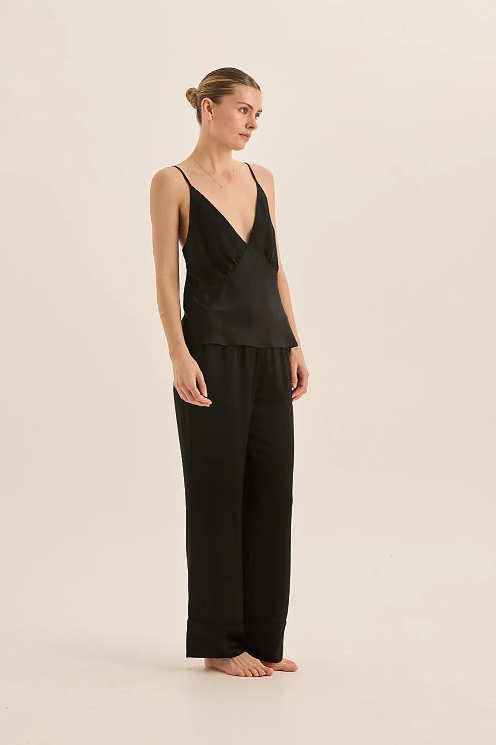 Gingerlilly Jade Black Pure Silk Cami PJ Set