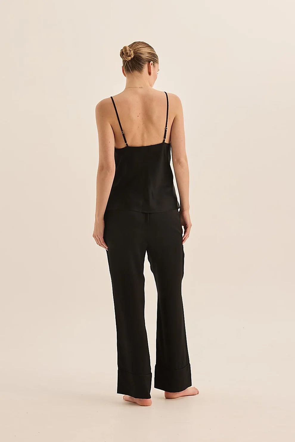 Gingerlilly Jade Black Pure Silk Cami PJ Set