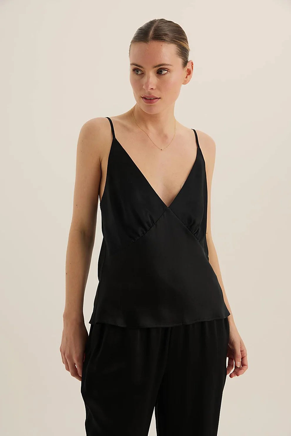 Gingerlilly Jade Black Pure Silk Cami PJ Set