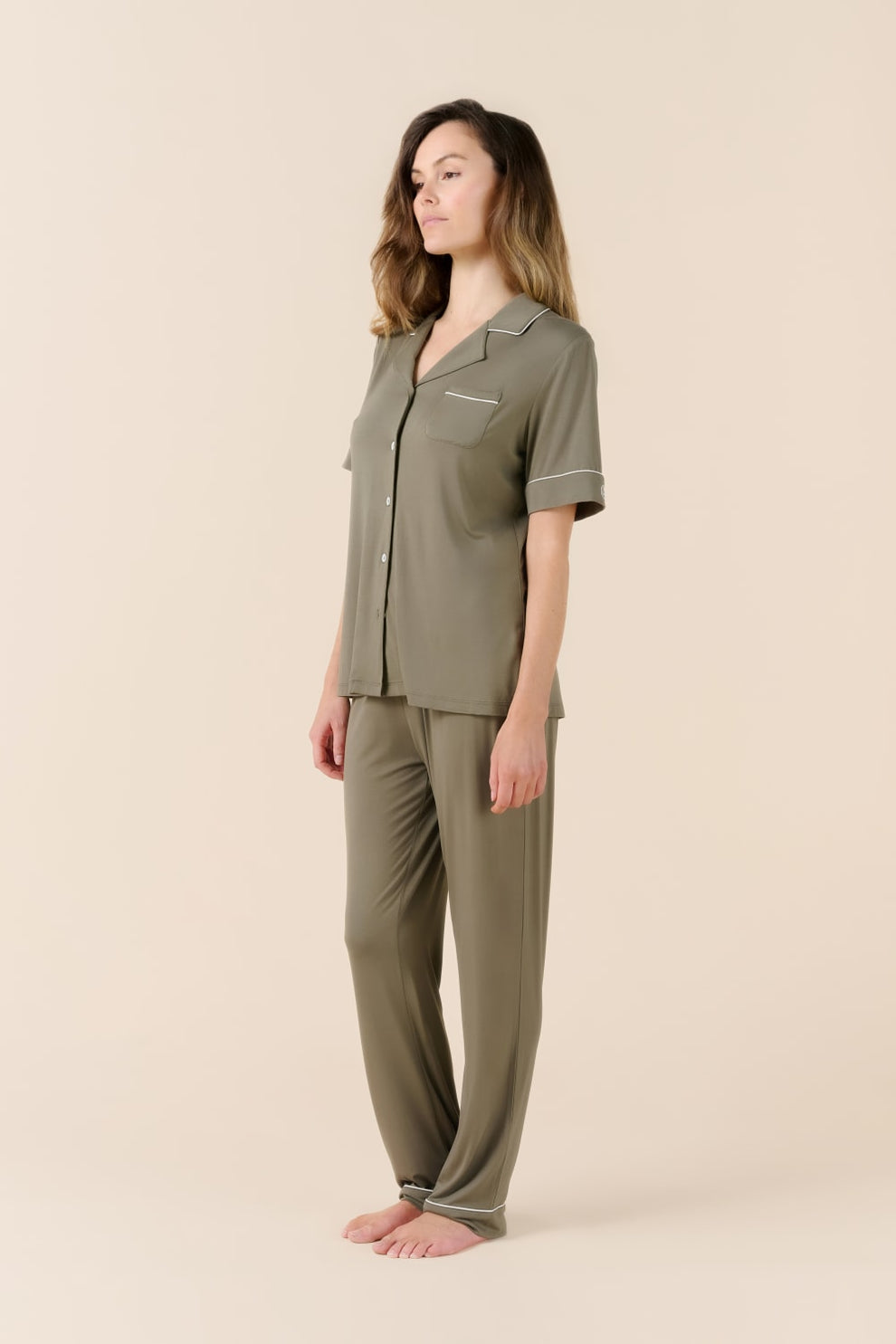 Gingerlilly JENNA Bamboo Long PJ Set Olive