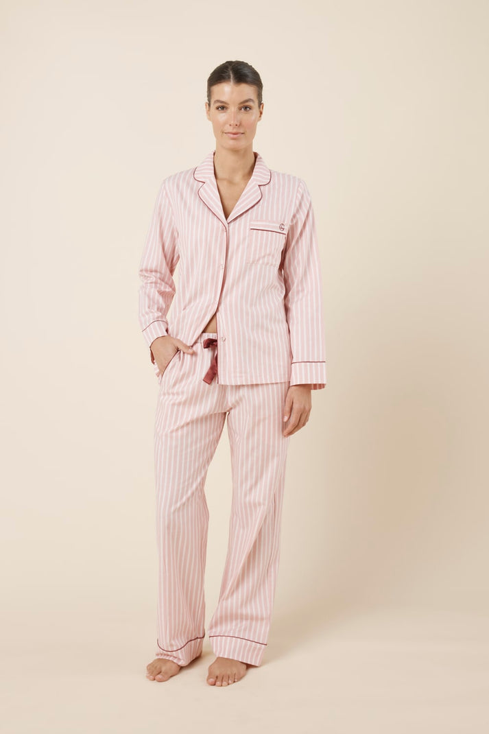 Gingerlilly Octavia Cotton Stripe Pj Set Pink