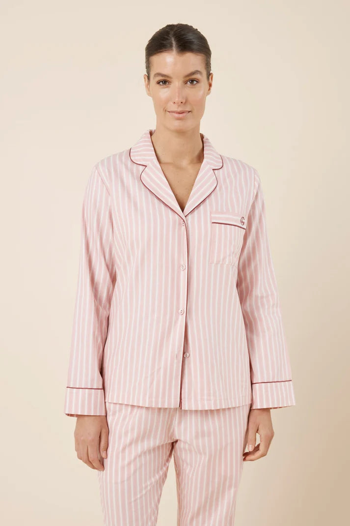 Gingerlilly Octavia Cotton Stripe Pj Set Pink