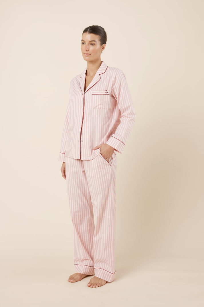Gingerlilly Octavia Cotton Stripe Pj Set Pink