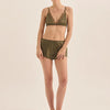 Gingerlilly Opal Olive Pure Silk Bra and Short Set