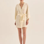 Diamond Pure Silk Ivory Short Robe