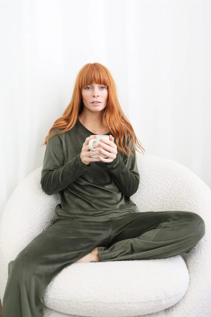 Gingerlilly Thea Velour Lounge Set Olive
