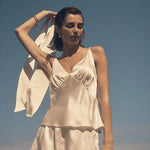 Gingerlilly Amethyst Ivory Pure Silk Cami and Short Set