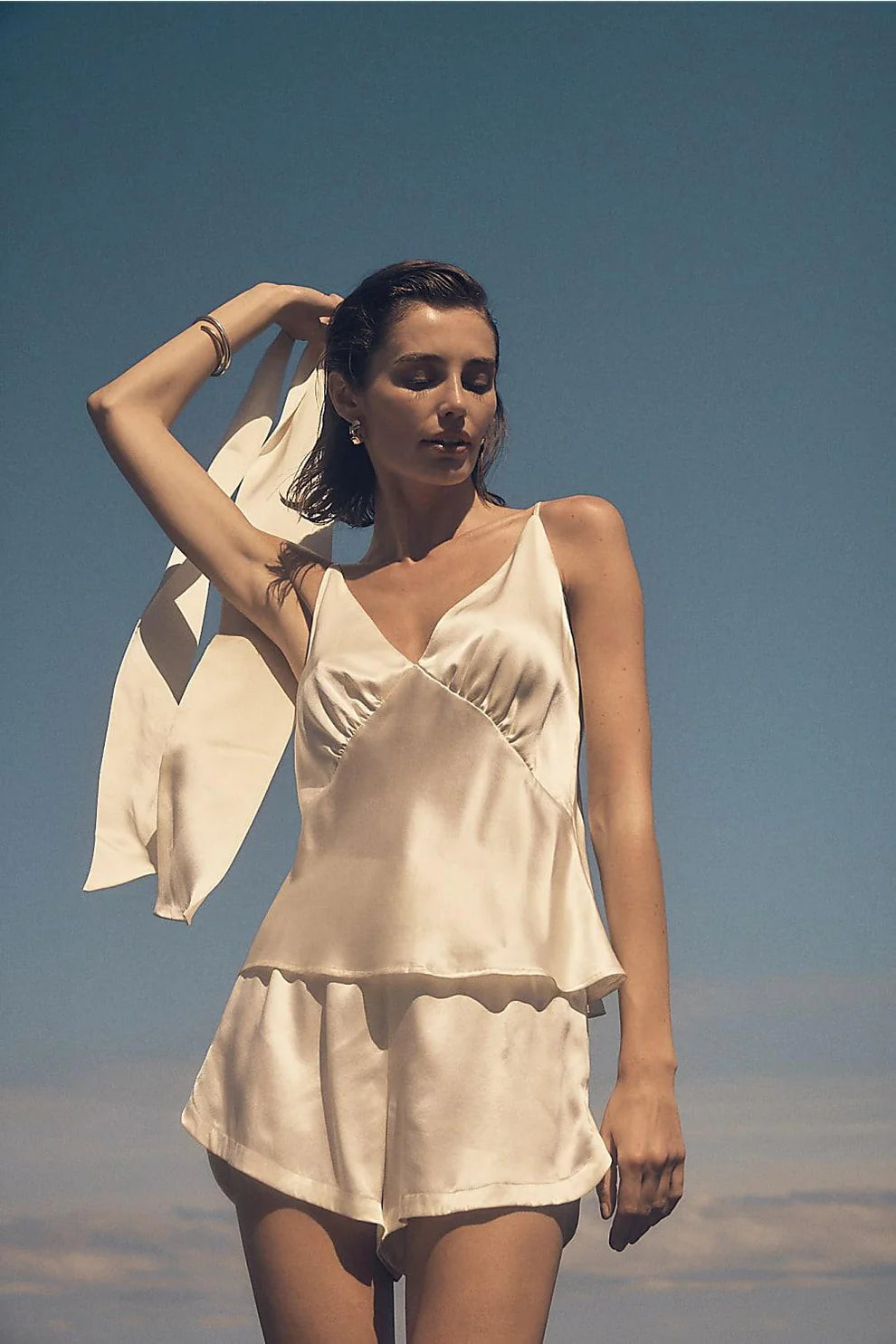 Gingerlilly Amethyst Ivory Pure Silk Cami and Short Set