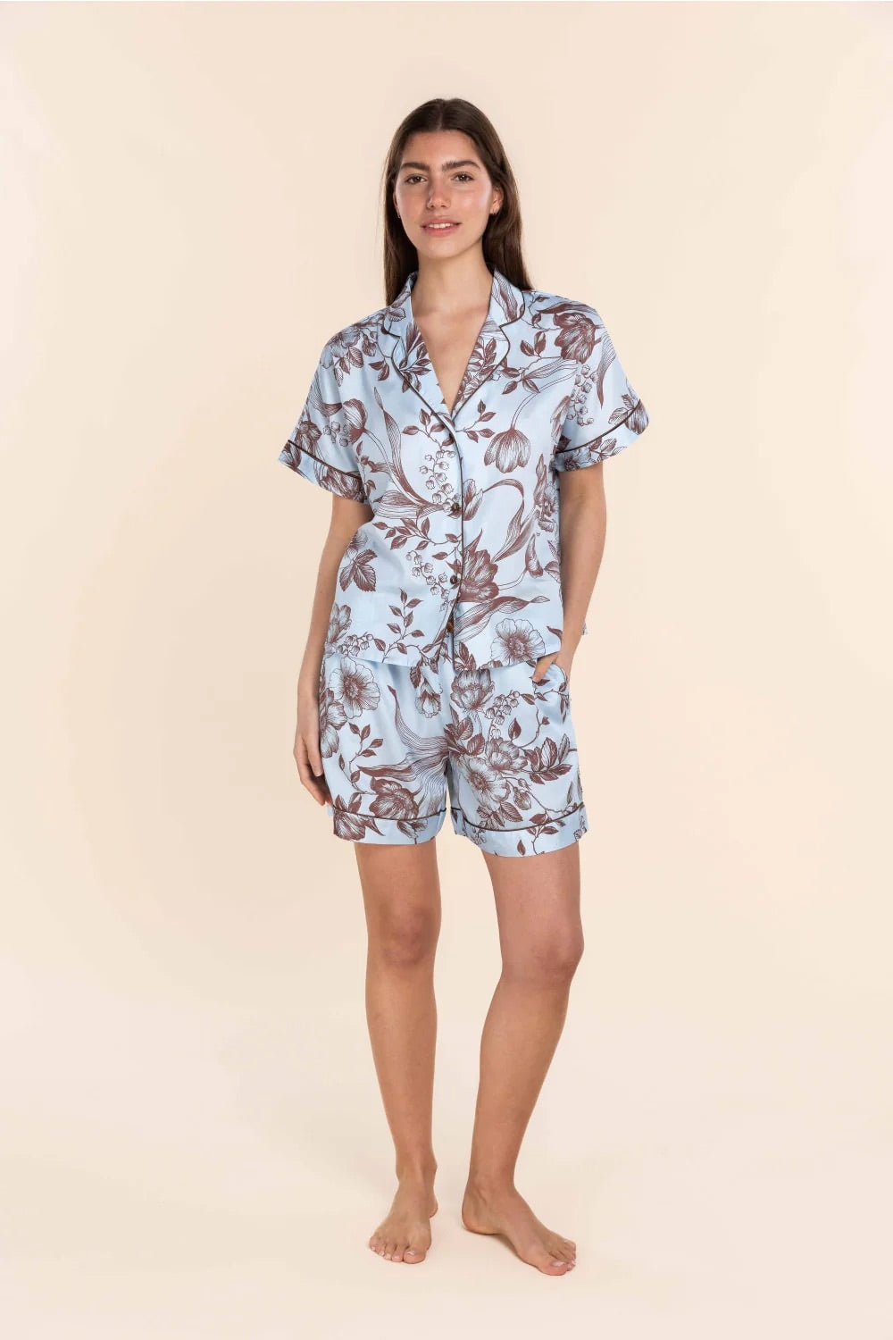 Gingerlilly DOMENICA Cotton Sateen Short Set Blue