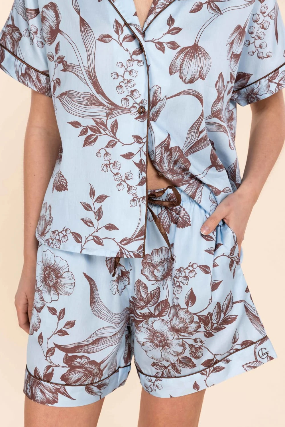 Gingerlilly DOMENICA Cotton Sateen Short Set Blue
