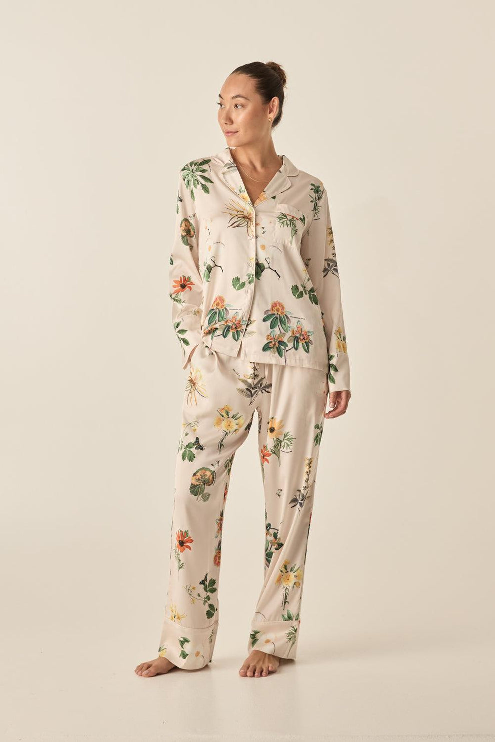Gingerlilly Elle Garden Print Silky Satin Pj Set