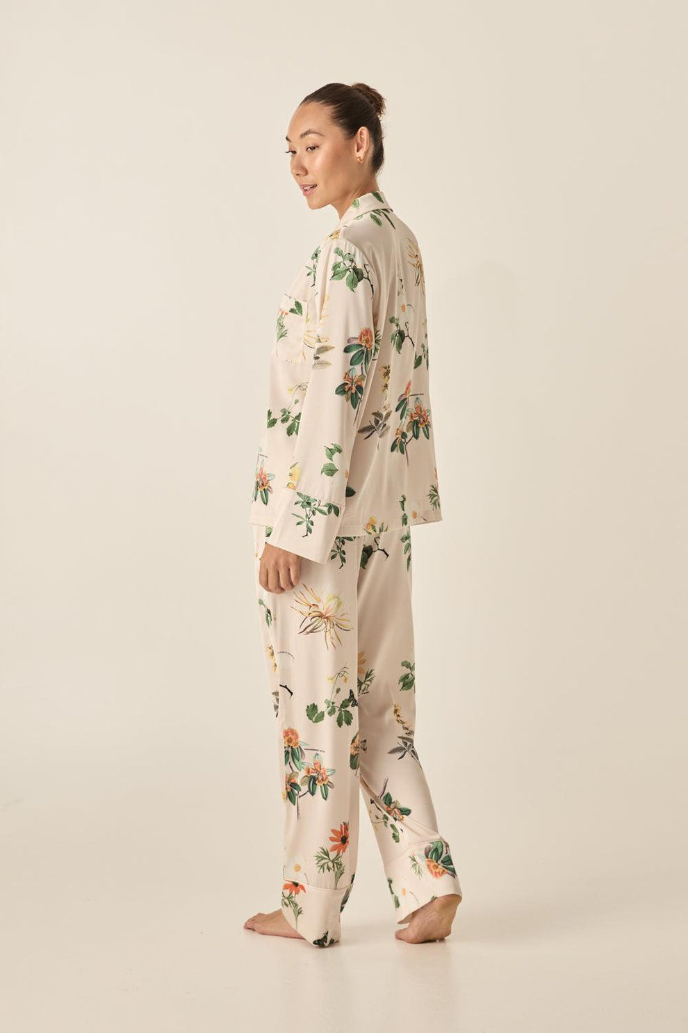 Gingerlilly Elle Garden Print Silky Satin Pj Set
