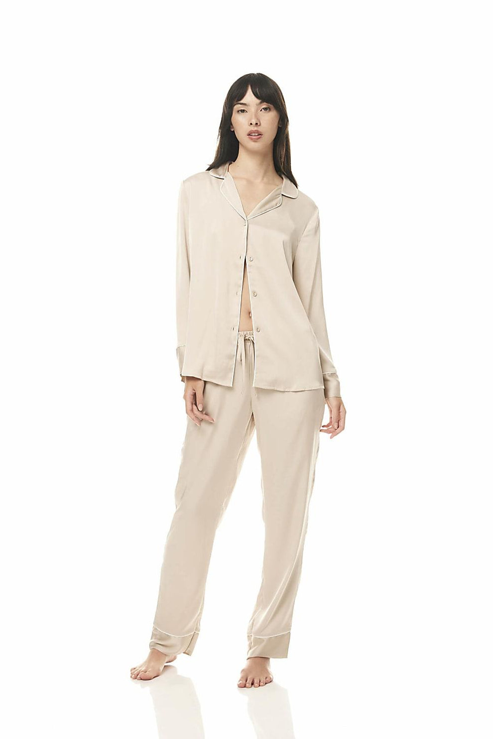 Gingerlilly Evette Satin Pj Set Biscuit