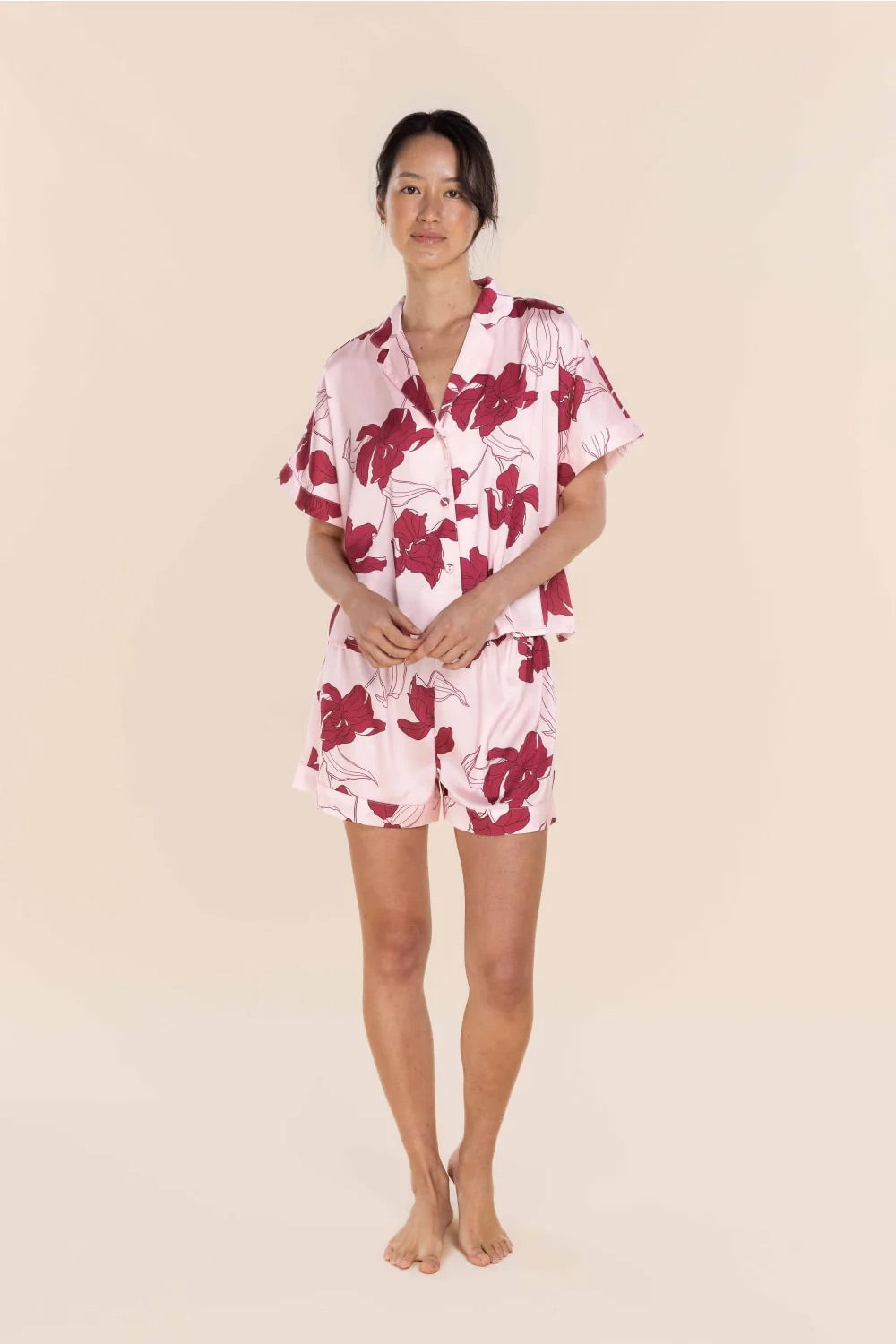 Gingerlilly FREYA Silky Satin Short Set Pink