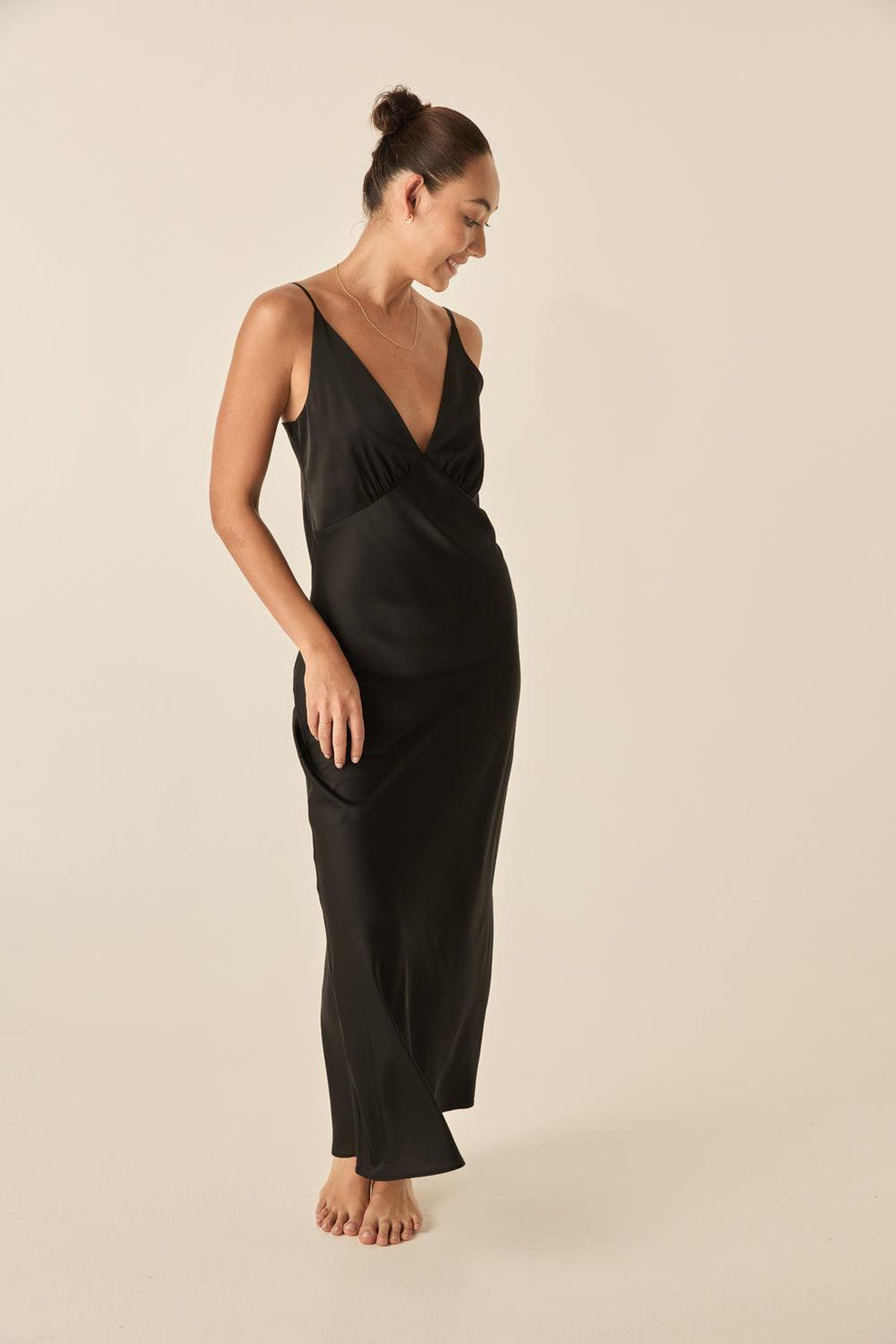 Gingerlilly Ilona Silky Satin Chemise Black