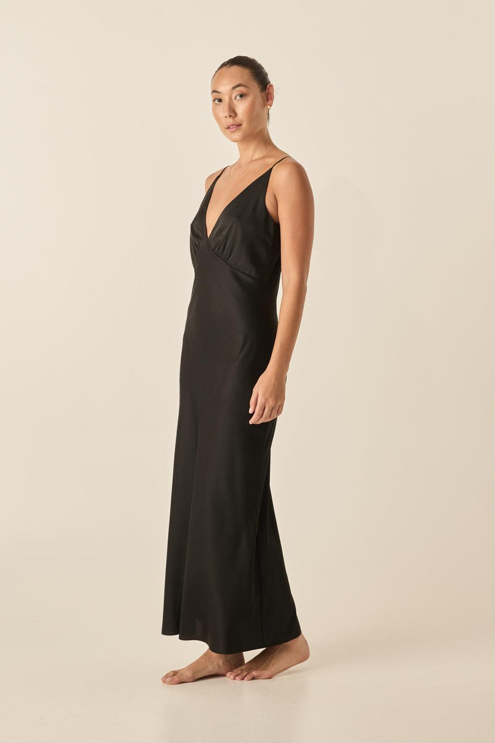 Gingerlilly Ilona Silky Satin Chemise Black