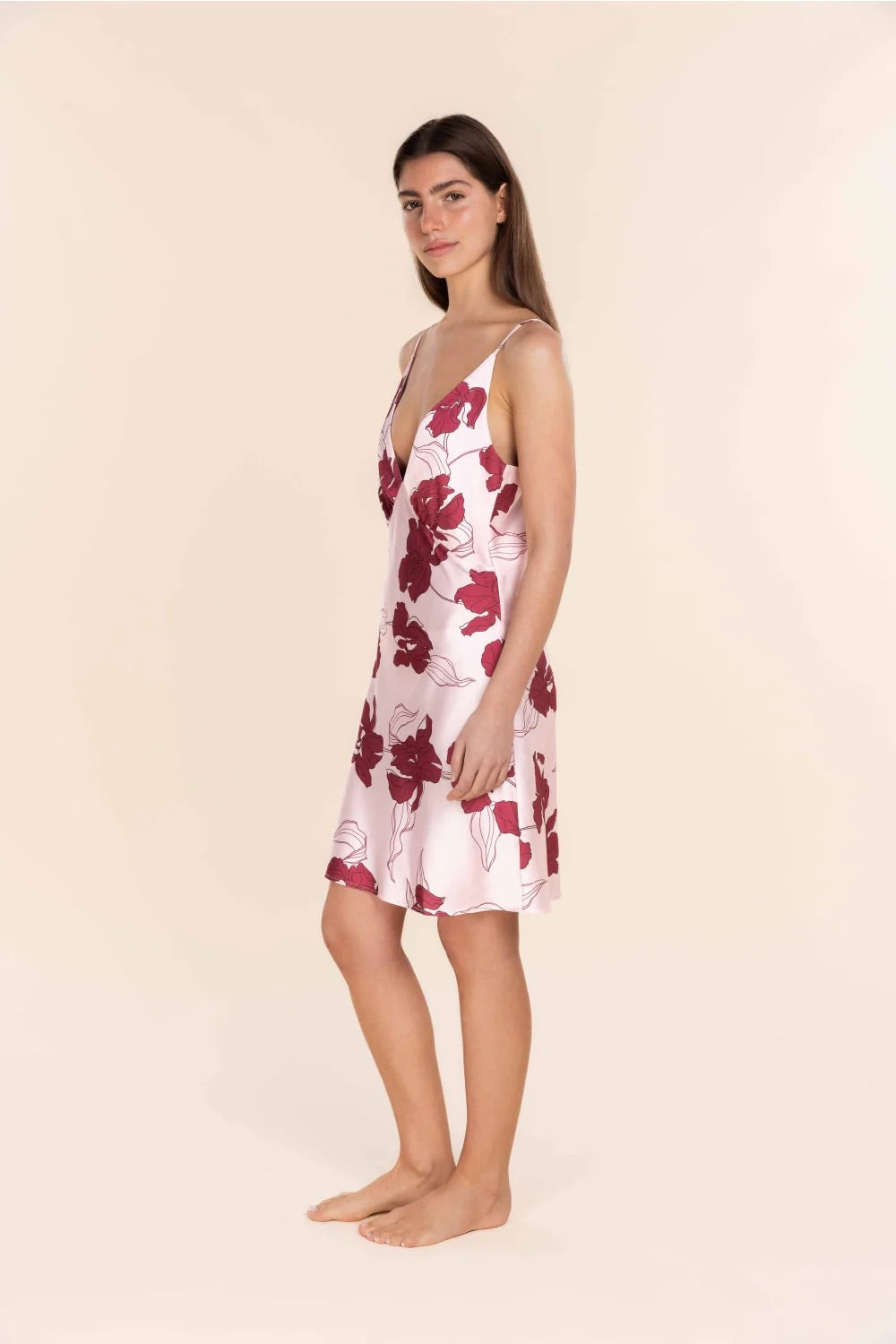 Gingerlilly IRIS Silky Satin Short Nightie Pink