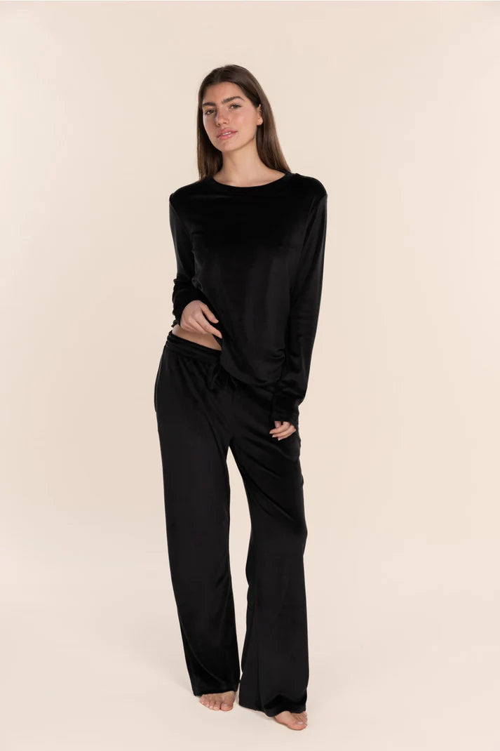 Gingerlilly Thea Velour Lounge Set Black